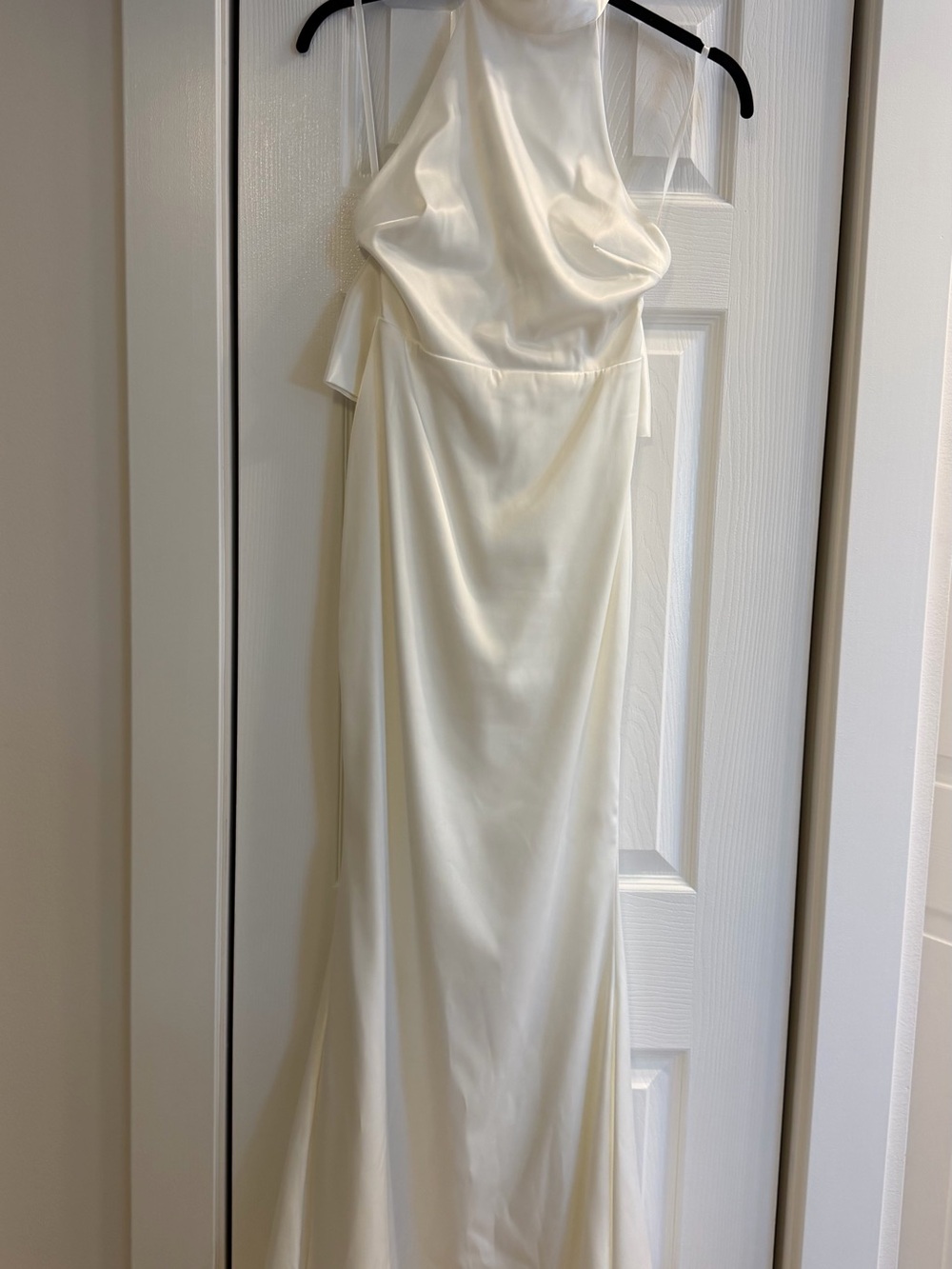 Hello Molly Cream Satin Backless Halter Gown- worn once
